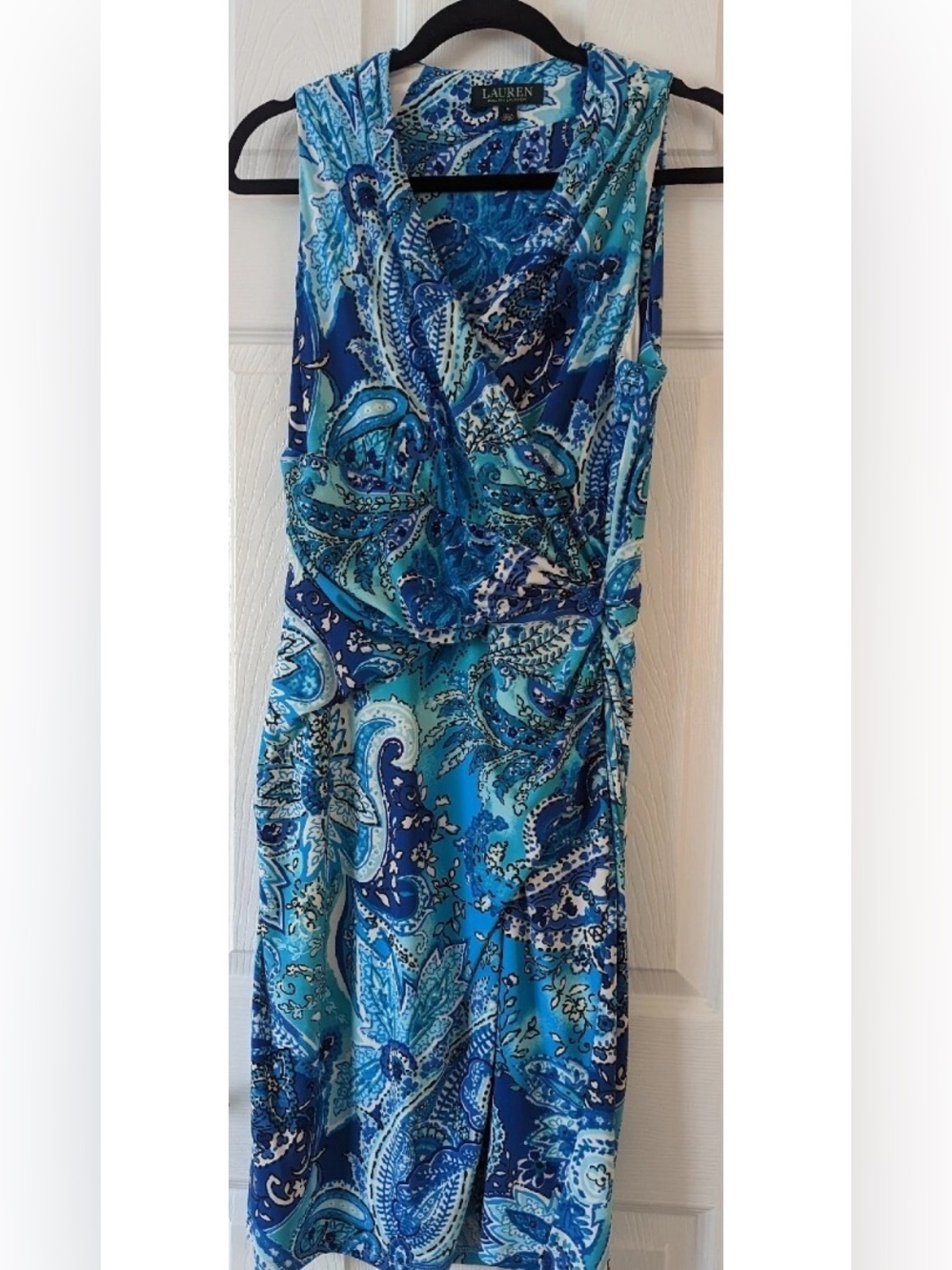 Lauren Ralph Lauren Women's Sz 6 Sleeveless Dress Blue/White